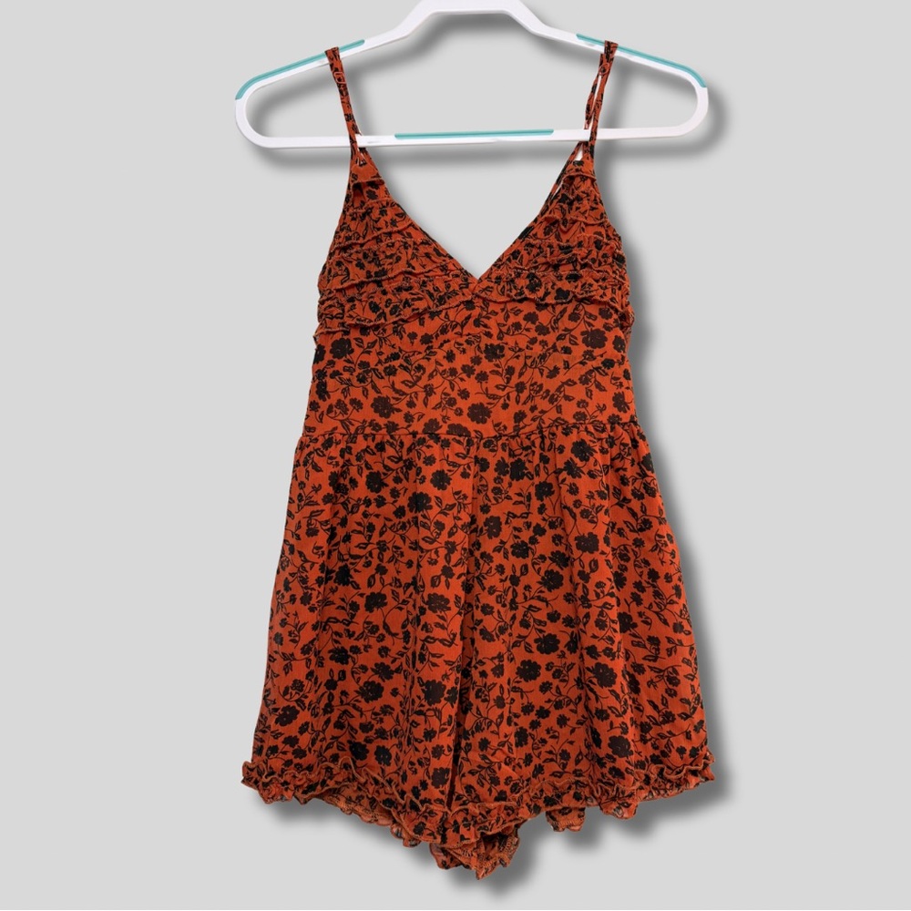 NWT Trixxi Orange Floral-Print Romper